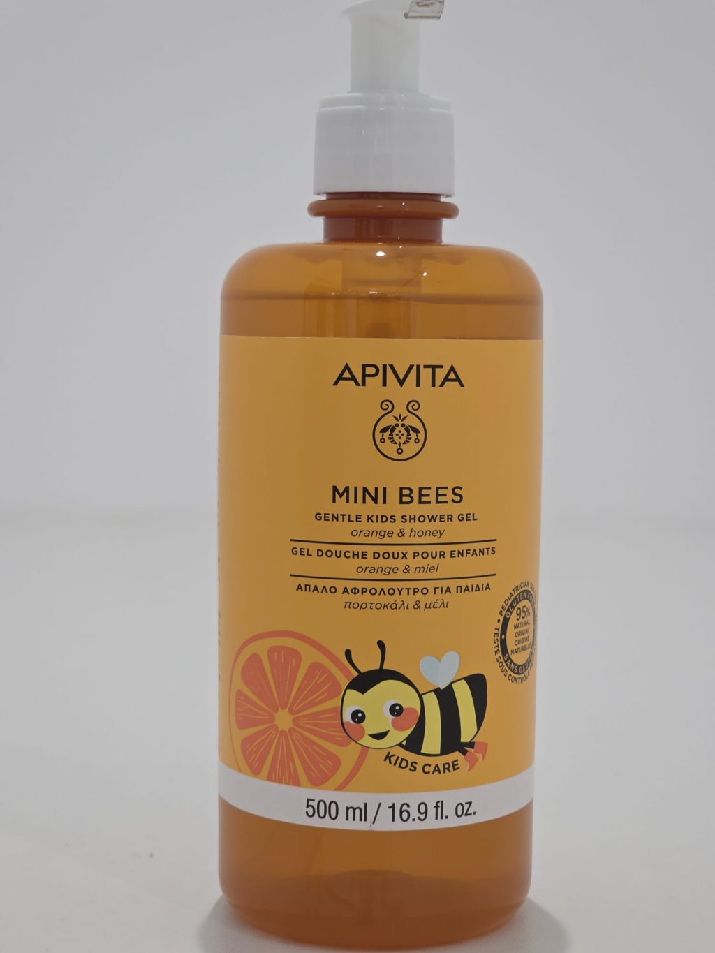 APIVITA Mini Bees Gel de Banho Suave com Laranja e Mel – 500ml